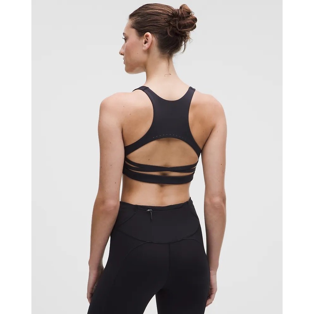 Lululemon Women's Black Nulux Strappy Back Sports Bra XL Yoga Training